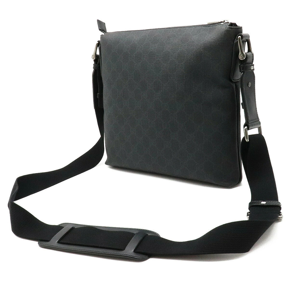 Gucci Crossbody Leather Gray GG Bag Supreme Black Dark Plus Gray Black